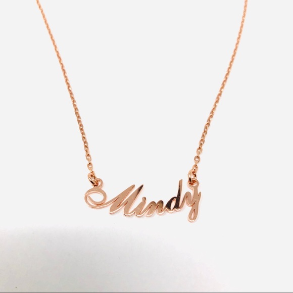 “MINDY” rose gold sterling silver name necklace, NWOT - Picture 3 of 6